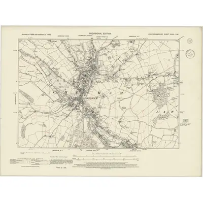 1938 Map of Buckinghamshire XXXIX.SW, 1945 Print