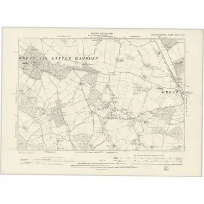 1897 Map of Buckinghamshire XXXVIII.SW, 1900 Print