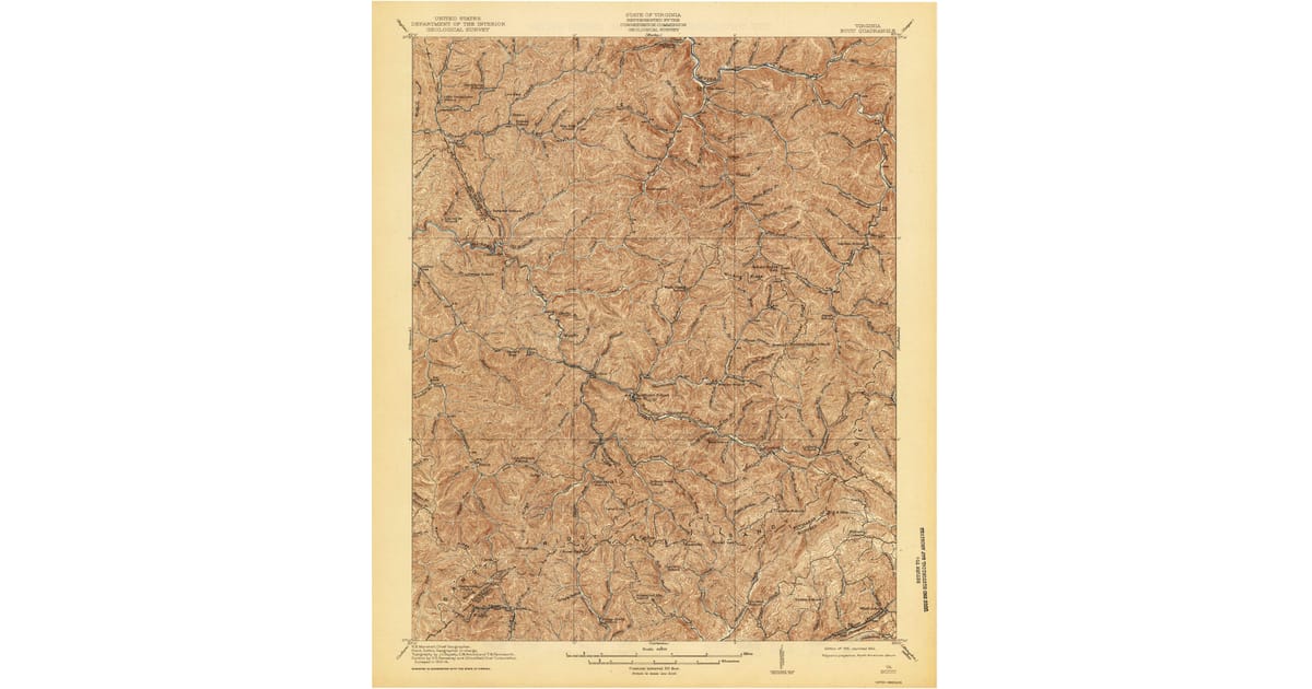 Buchanan Map 1916 Map of Bucu, Vansant, VA — High-Res, 1944 Print | Pastmaps