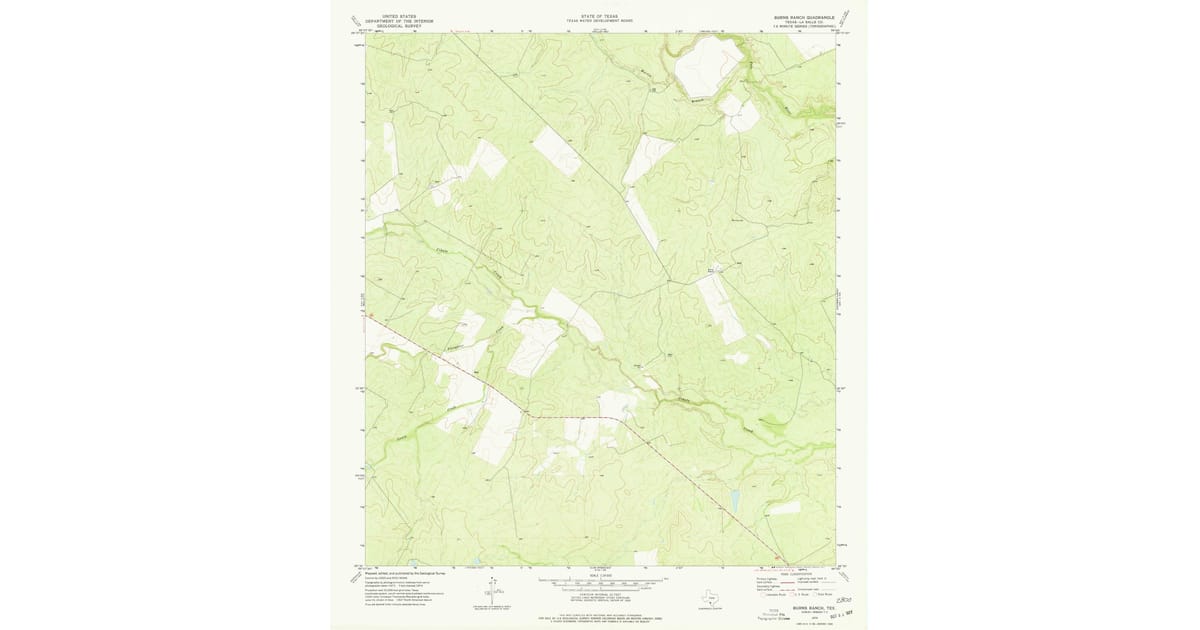 1974 Map of Burns Ranch, La Salle County, TX — High-Res | Pastmaps