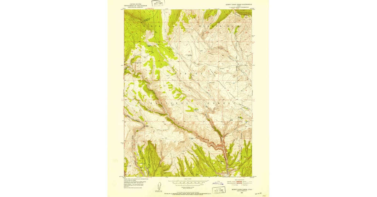 1950 Map of Burnt Cabin Gorge, Uintah County, UT — High-Res | Pastmaps