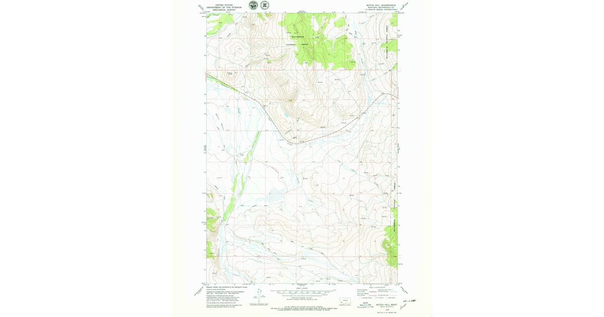 1978 Map of Butch Hill, Gloss Place, MT — High-Res | Pastmaps