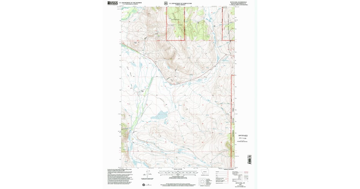 1997 Map of Butch Hill, Beaverhead County, MT — High-Res | Pastmaps