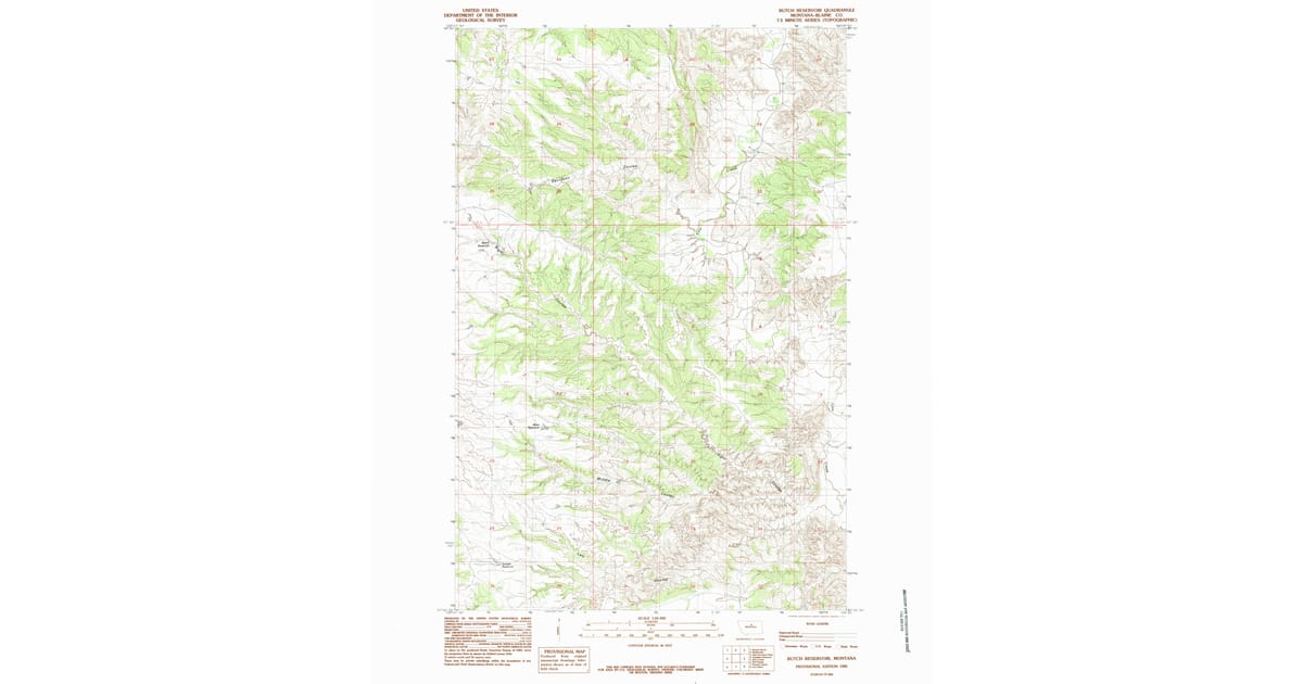 1985 Map of Butch Reservoir, Blaine County, MT — High-Res | Pastmaps