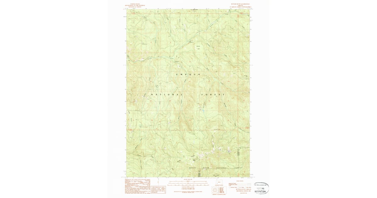 1989 Map of Butler Butte, Jackson County, OR — High-Res | Pastmaps