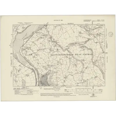 1911 Map of Caernarvonshire IX.NW, 1948 Print