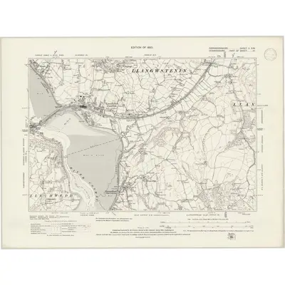 1911 Map of Caernarvonshire V.SW, 1946 Print