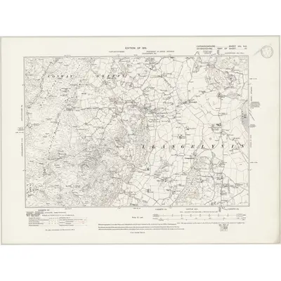 1911 Map of Caernarvonshire VIII.NE, 1947 Print