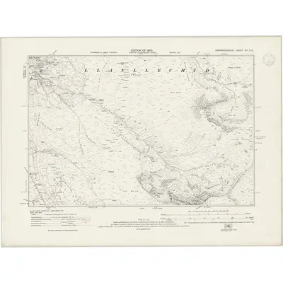 1912 Map of Caernarvonshire XII.SE, 1947 Print