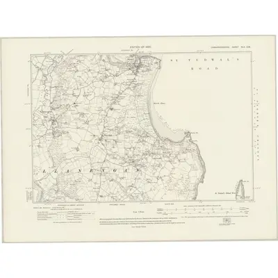 1914 Map of Caernarvonshire XLV.SW, 1920 Print