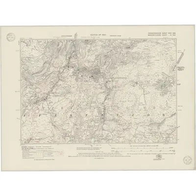 1914 Map of Caernarvonshire XXIX.SW, 1950 Print
