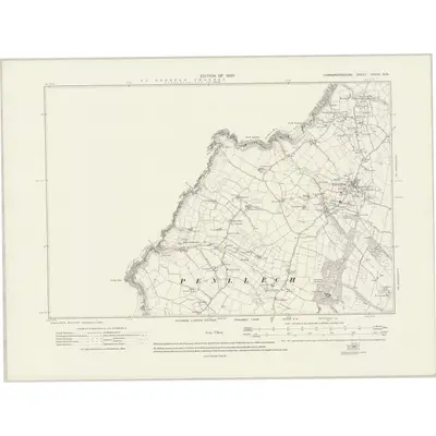 1914 Map of Caernarvonshire XXXIX.NW, 1920 Print