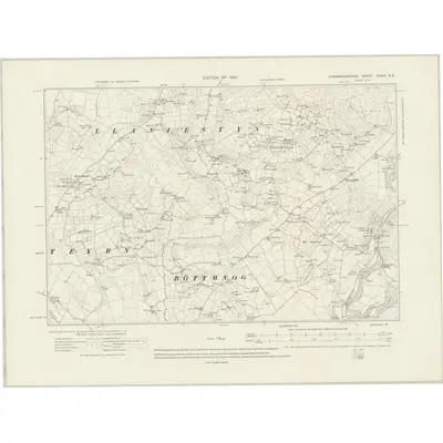 1914 Map of Caernarvonshire XXXIX.SE, 1920 Print