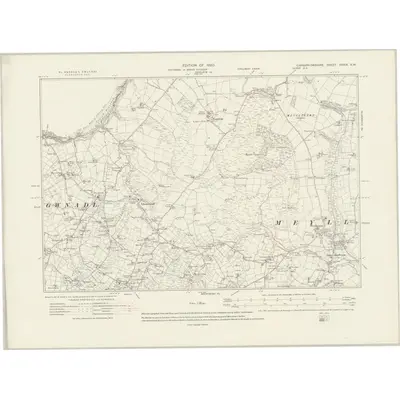 1914 Map of Caernarvonshire XXXIX.SW, 1920 Print