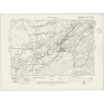 1913 Map of Caernarvonshire XXXV.SW, 1947 Print