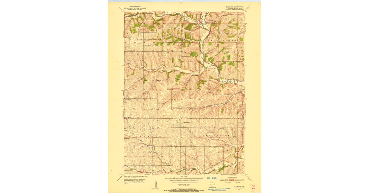 1952 Map of Calamine, Lafayette County, WI — High-Res | Pastmaps