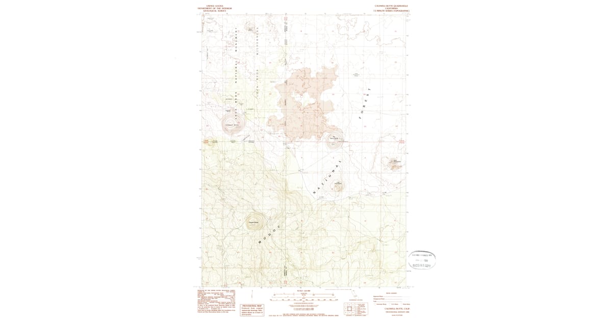 1988 Map of Caldwell Butte, Modoc County, CA — High-Res | Pastmaps