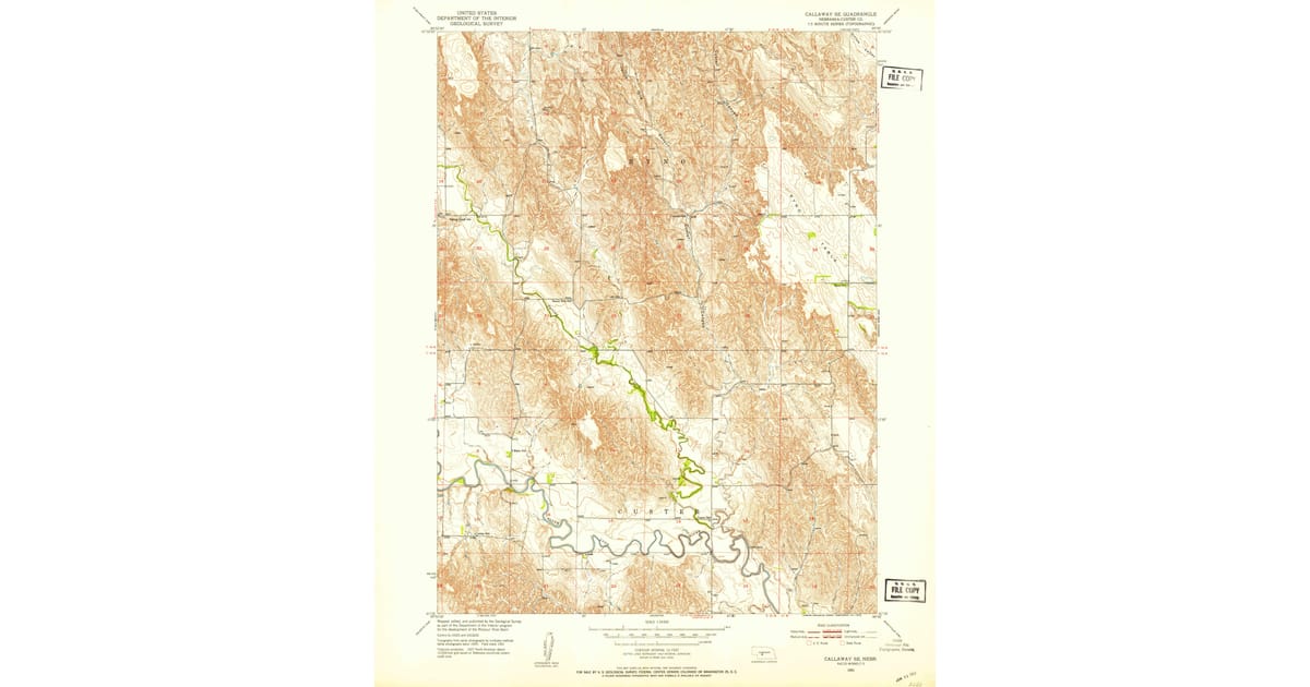 1951 Map of Callaway SE, Custer County, NE — High-Res | Pastmaps