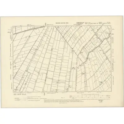 1900 Map of Cambridgeshire III.NE, 1905 Print