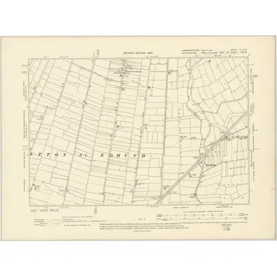1900 Map of Cambridgeshire III.SE, 1905 Print