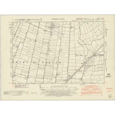 1950 Map of Cambridgeshire III.SE, 1952 Print
