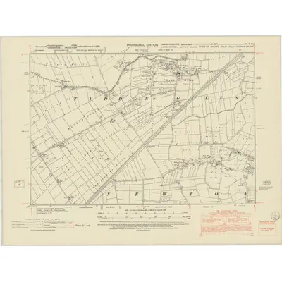 1950 Map of Cambridgeshire IV.NW, 1952 Print