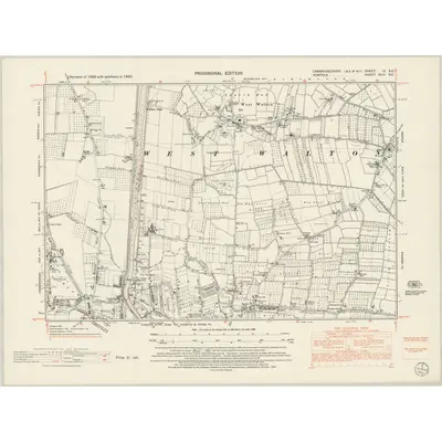 1950 Map of Cambridgeshire IV.SE, 1952 Print