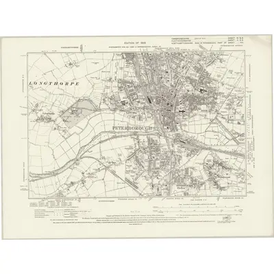 1924 Map of Cambridgeshire IX.SE, 1928 Print
