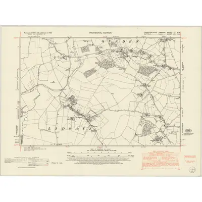 1950 Map of Cambridgeshire L.NW, 1952 Print