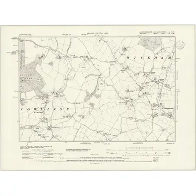 1901 Map of Cambridgeshire L.SW, 1938 Print