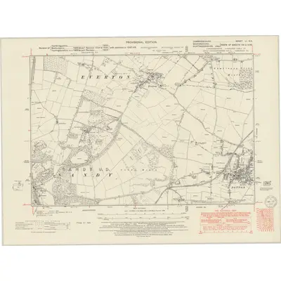 1947 Map of Cambridgeshire LI.NE, 1950 Print