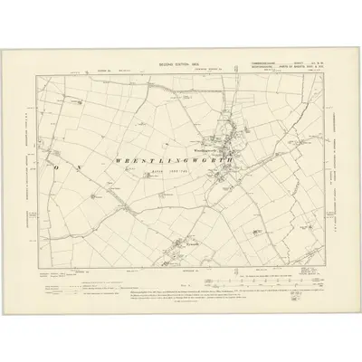 1900 Map of Cambridgeshire LII.SW, 1903 Print