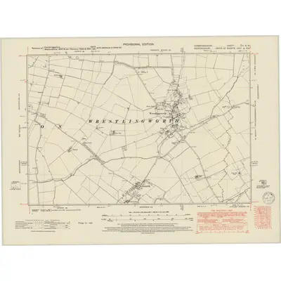 1946 Map of Cambridgeshire LII.SW, 1950 Print
