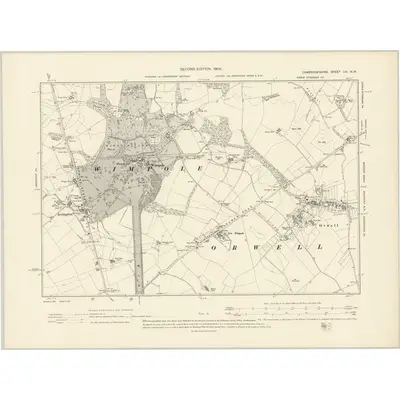 1901 Map of Cambridgeshire LIII.NW, 1903 Print