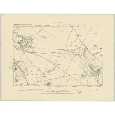 1885 Map of Cambridgeshire LIV.NE, 1886 Print