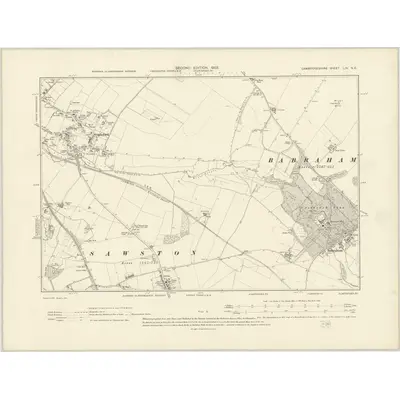 1901 Map of Cambridgeshire LIV.NE, 1903 Print