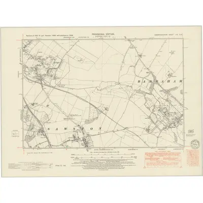 1938 Map of Cambridgeshire LIV.NE, 1951 Print