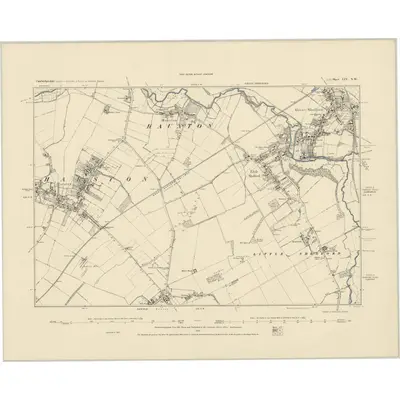 1885 Map of Cambridgeshire LIV.NW, 1886 Print