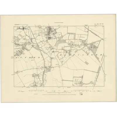 1885 Map of Cambridgeshire LIV.SE, 1886 Print