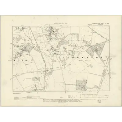 1901 Map of Cambridgeshire LIV.SE, 1903 Print