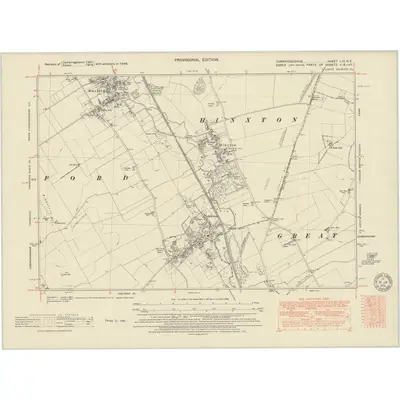 1946 Map of Cambridgeshire LIX.NE, 1951 Print