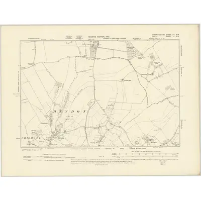 1896 Map of Cambridgeshire LIX.SW, 1903 Print