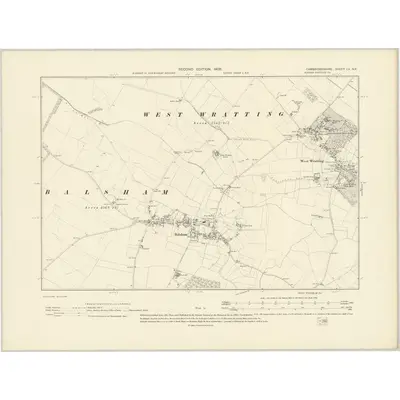 1901 Map of Cambridgeshire LV.NE, 1903 Print