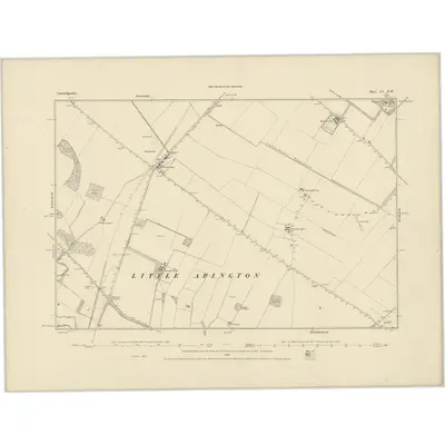 1885 Map of Cambridgeshire LV.NW, 1886 Print