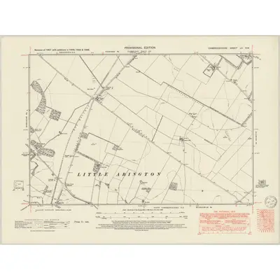 1946 Map of Cambridgeshire LV.NW, 1950 Print