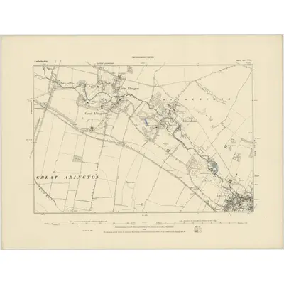 1885 Map of Cambridgeshire LV.SW, 1886 Print