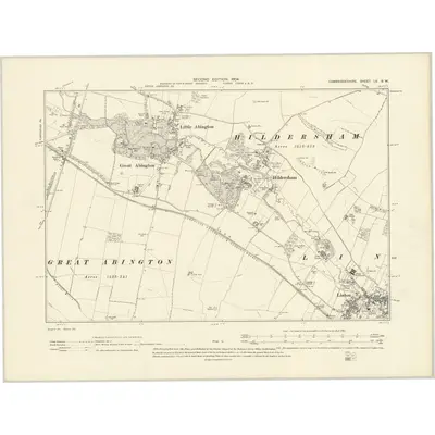 1901 Map of Cambridgeshire LV.SW, 1904 Print