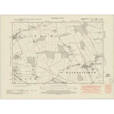 1946 Map of Cambridgeshire LVI.SW, 1950 Print