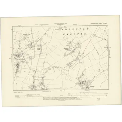 1900 Map of Cambridgeshire LVII.NE, 1903 Print