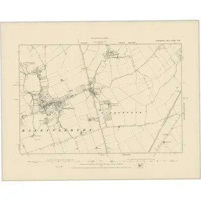 1885 Map of Cambridgeshire LVIII.NW, 1886 Print